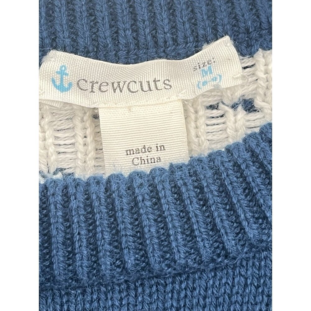 J Crew Fair Isle Navy Blue Crew Neck Sweater Sz Youth M Dogs Winter - Picture 2 of 5